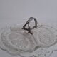 Art Deco Pressed Glass Divided Serving Dish with Alpaca Handle, 1930
