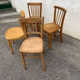 Set of 4 yellow mismatched bistro chairs