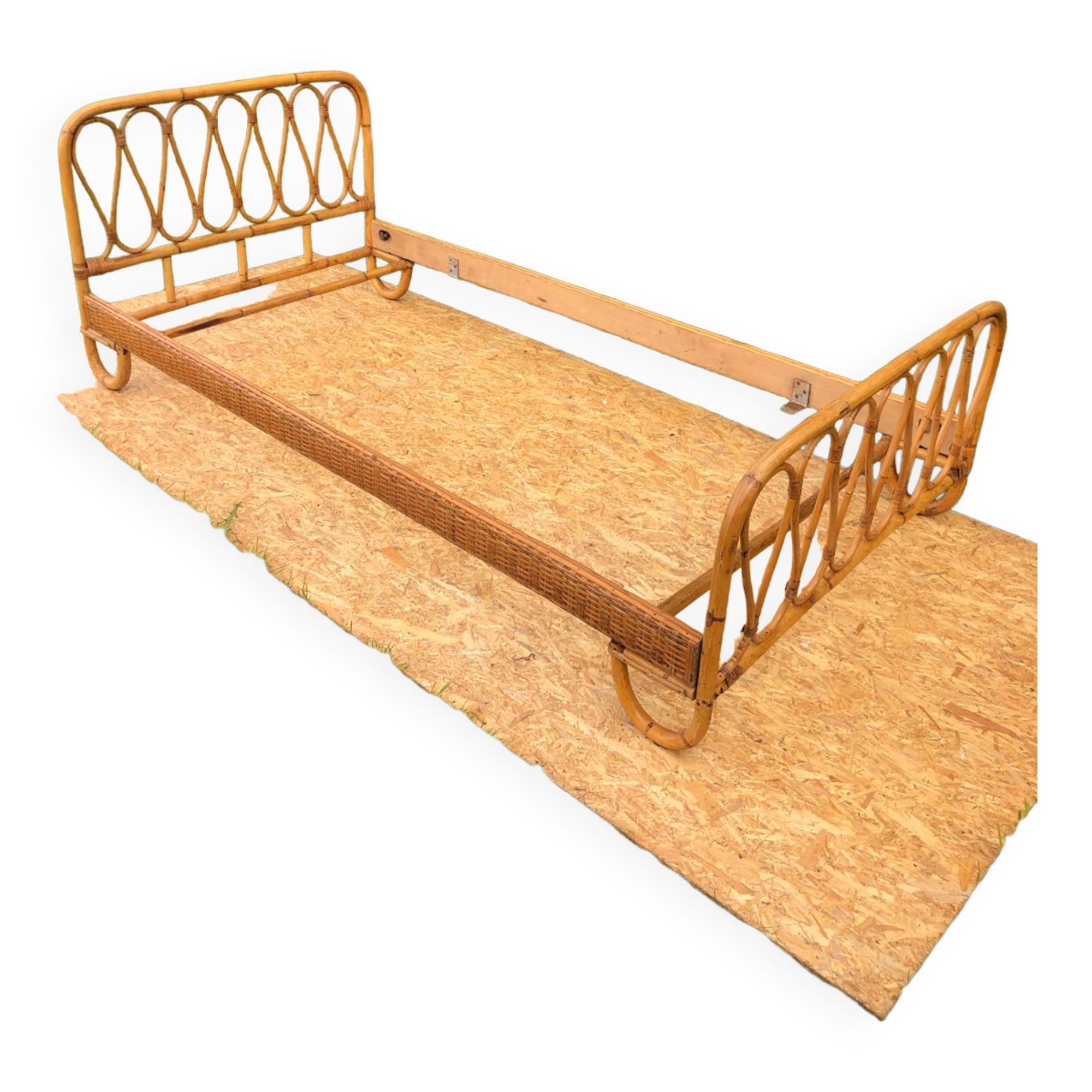 Rattan bed.
