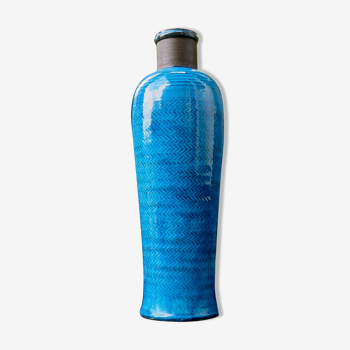 High vase turquoise bottle of Nils Khaler. Denmark 1965