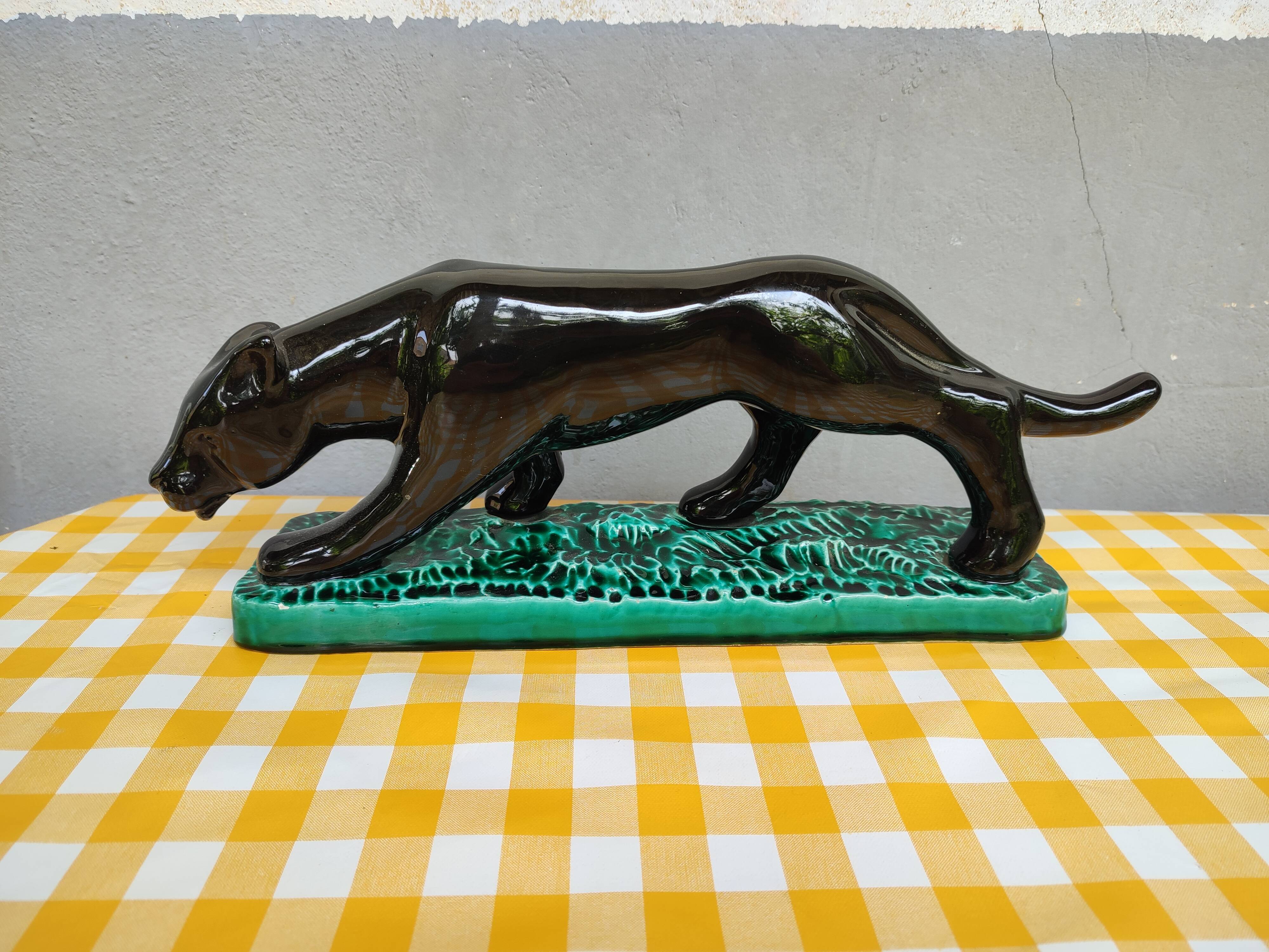 Black panther in ceramic Vallauris