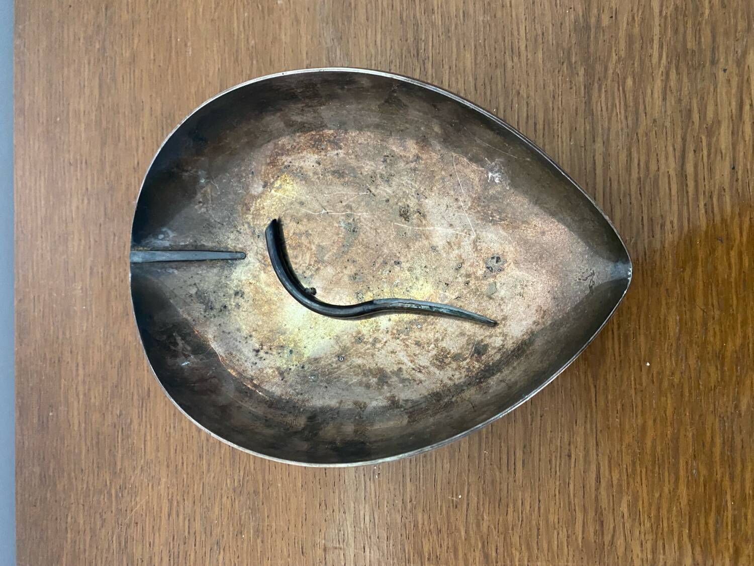 Old CHRISTOFLE Lino Sabattini Leaf Shaped Silver Metal Empty Pocket #C