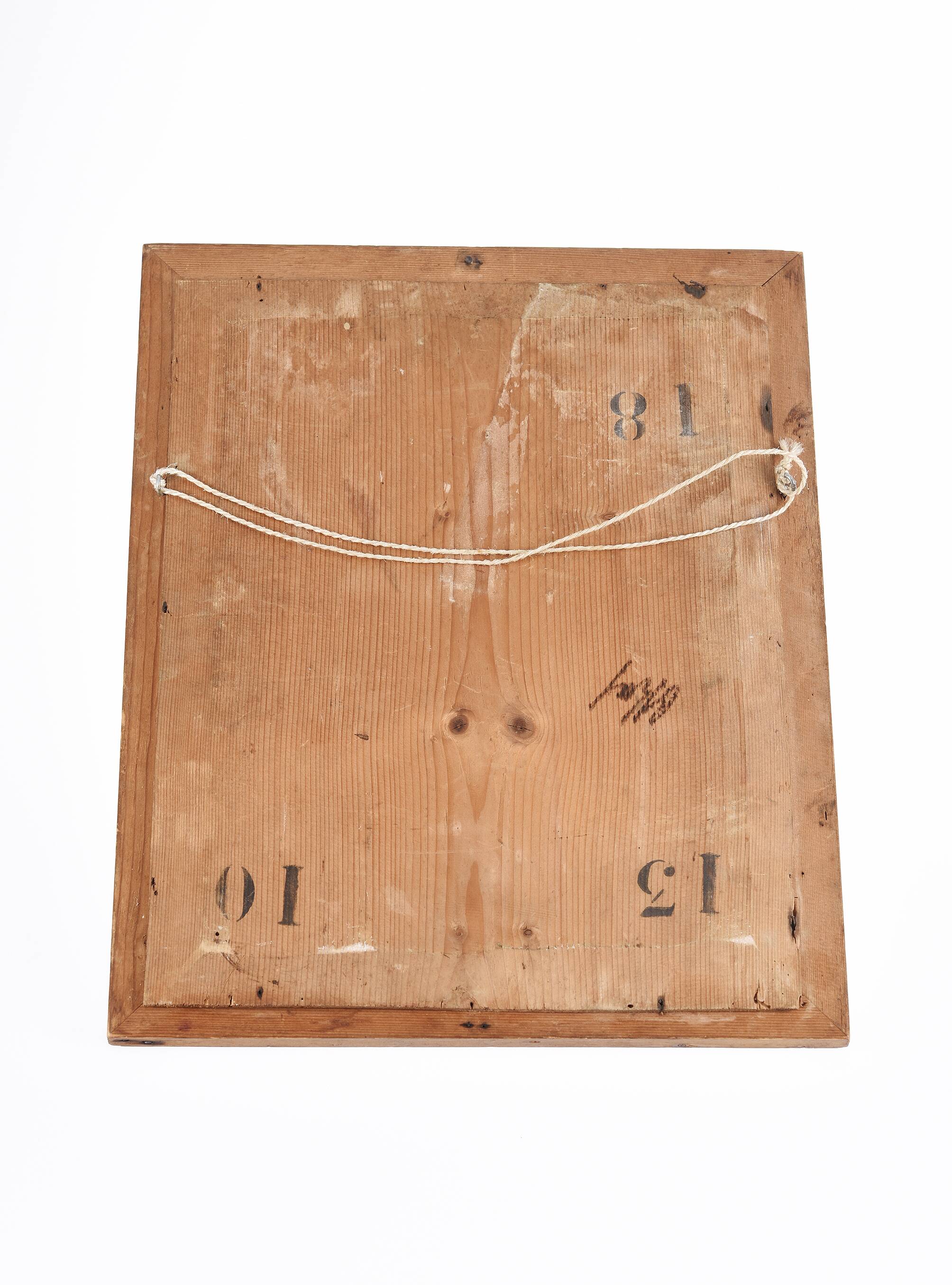 Old rectangular wooden mirror, frame decorated with edges