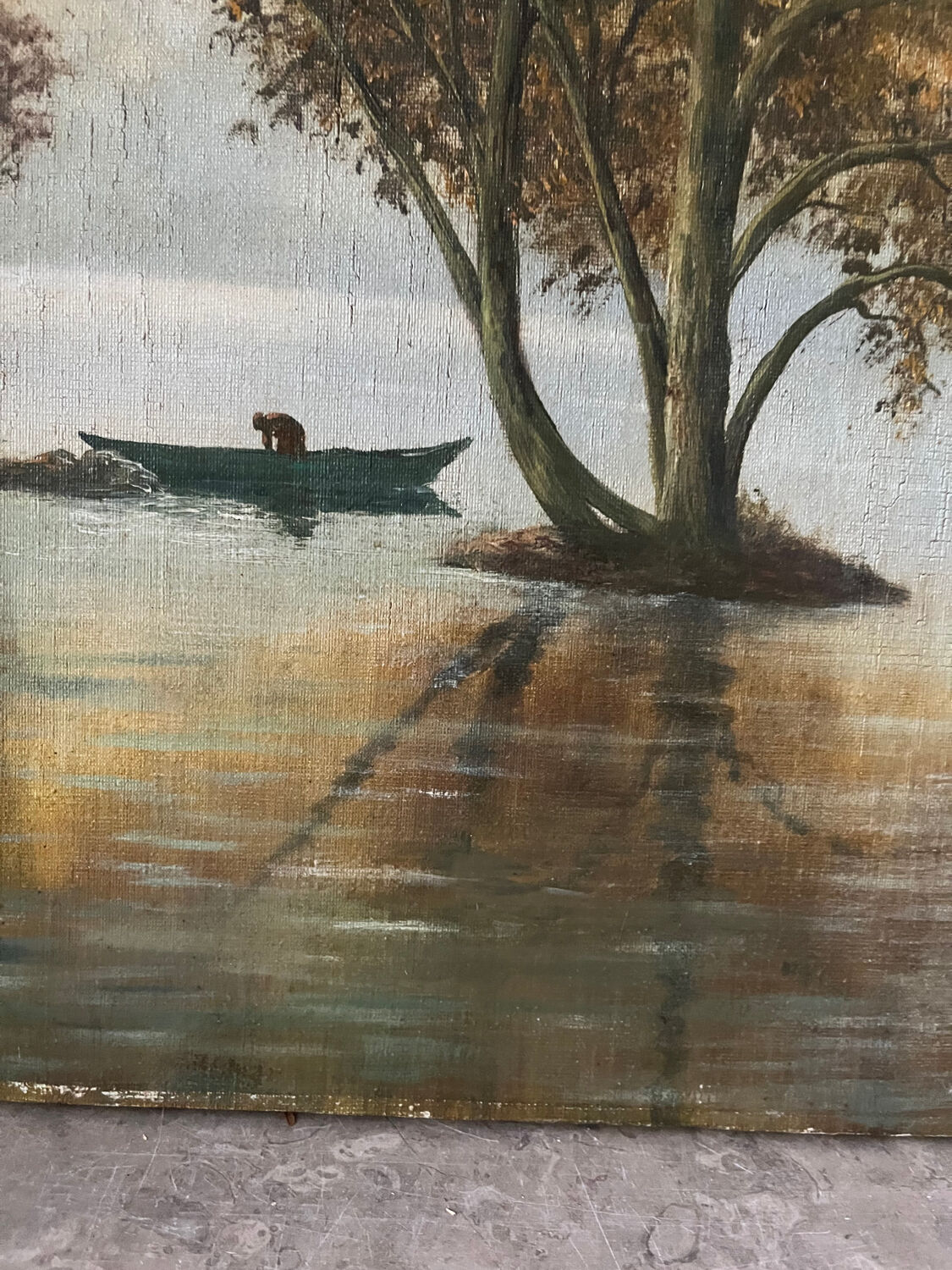 Fishing day, oil on canvas signed A. Parizy