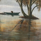 Fishing day, oil on canvas signed A. Parizy