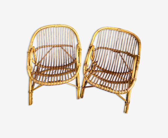 Paire de fauteuils rotin adulte vintage