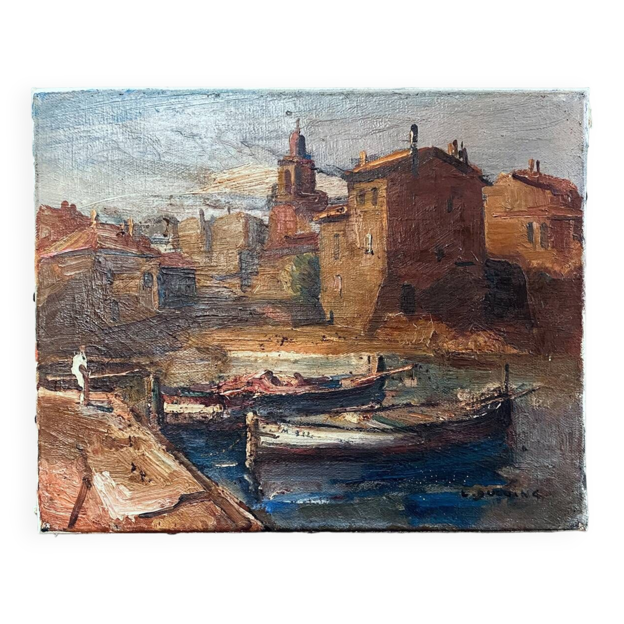 30's painting "La Ponche St Tropez" signed Ducuing