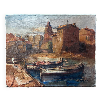 30's painting "La Ponche St Tropez" signed Ducuing
