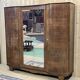 Armoire de chambre Art déco en loupe de noyer, travail des années 1940