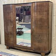 Art Deco bedroom wardrobe in walnut burl, made in the 1940s