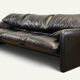Maralunga 3-seater sofa in black leather by Vico Magistretti for Cassina