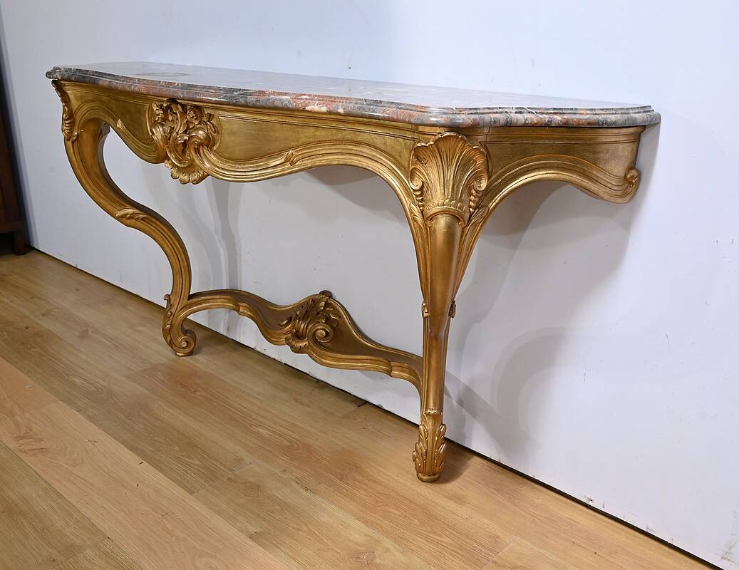 Important Wall Console in Gilded Wood, Louis XV style – Early 20th century