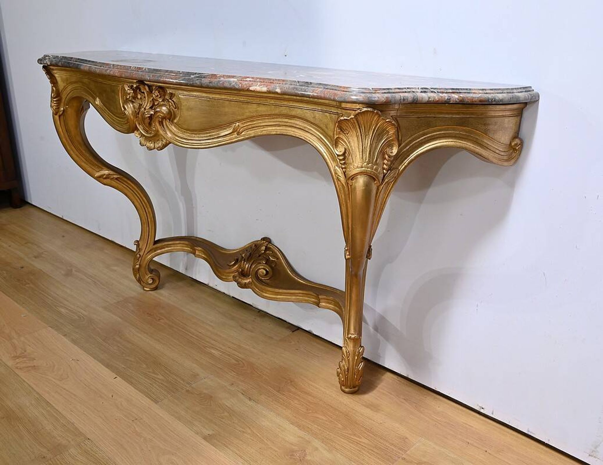 Important Wall Console in Gilded Wood, Louis XV style – Early 20th century