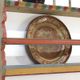 Antique Rustic Farmhouse Folk Art Painted Kitchen Plate Rack / Wall Shelve