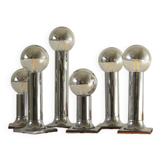 Chrome Tube lamp design Rolf Krüger for Staff  1967 set of 6.
