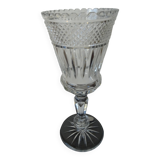 Old Bohemian cut crystal vase on foot 32 cm