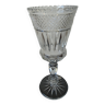 Ancien vase sur pied cristal taillé Bohème 32 cm