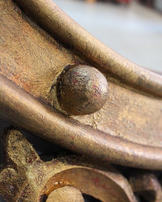 Ancient golden wood witch mirror - late 19th century