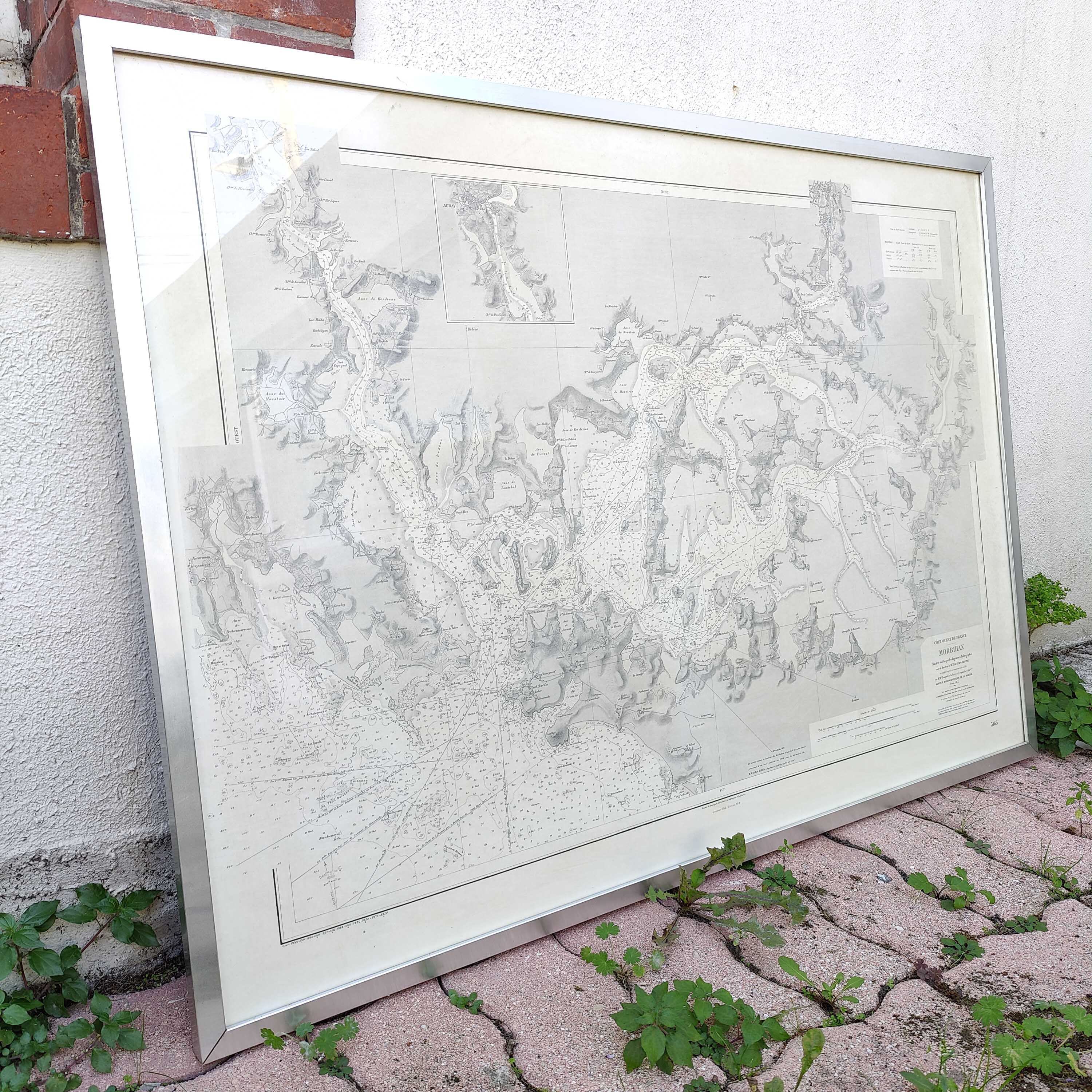 Old map Gulf of Morbihan Brittany 107 by 77cm