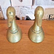 Delightful Pair of Vintage French Heavy Ornamental Brass Duck Bookends  3617