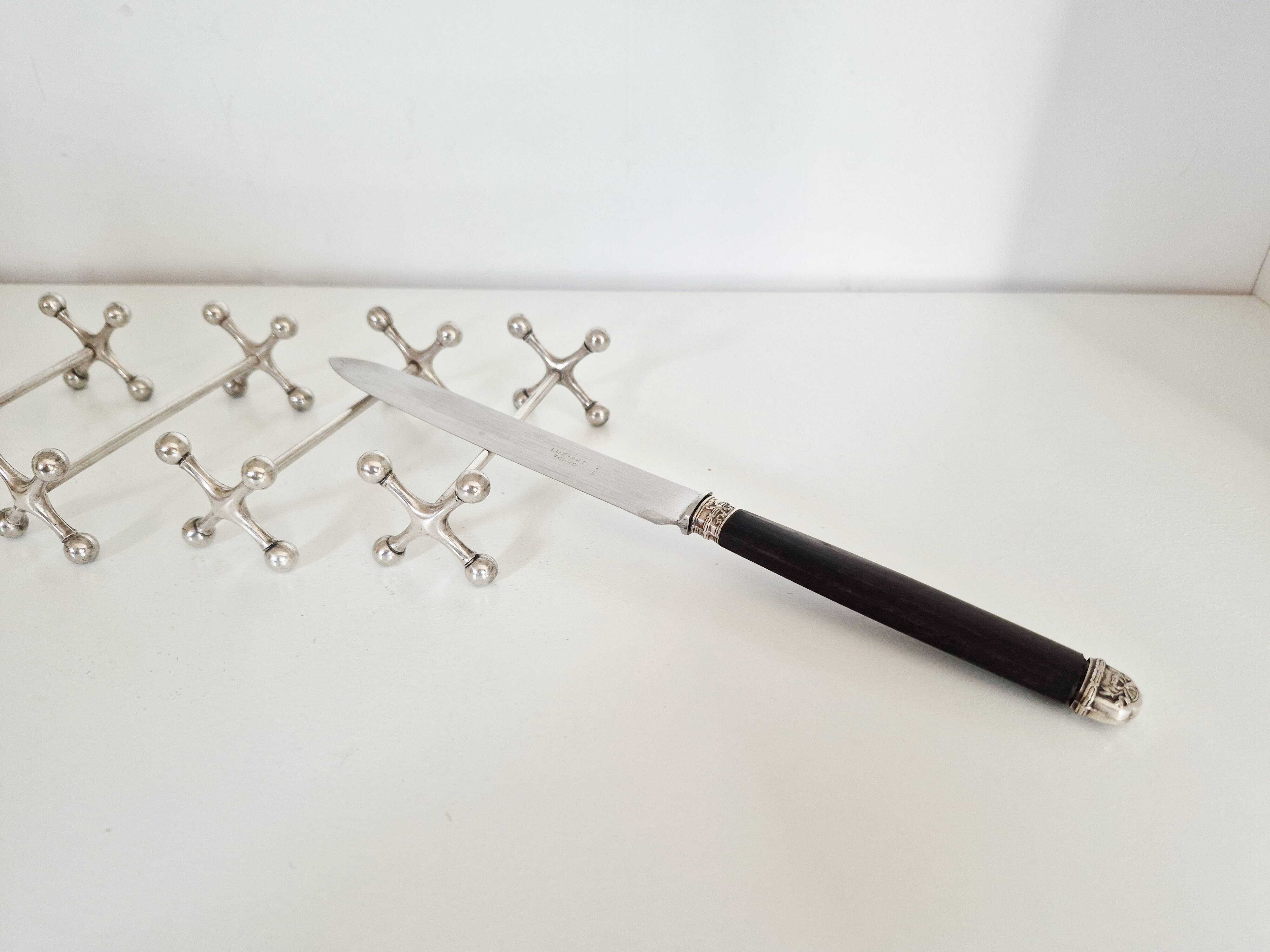 Silver-plated knife rest, 1950s, Christofle style.