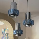 Suspension cascade 3 tubes steel and glass 1970