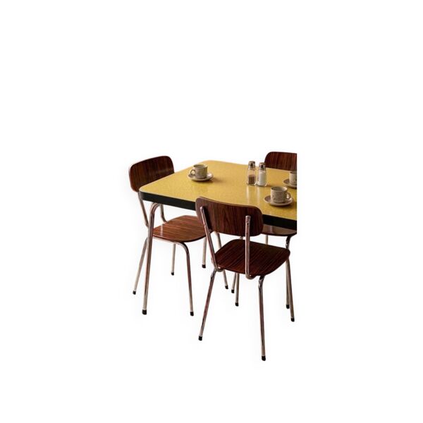Paire de chaises en formica motif bois foncé, années 60