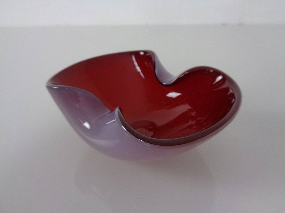 Red and Lilac Sommerso Murano Glass Bowl or Ashtray, Italy, 1960s
