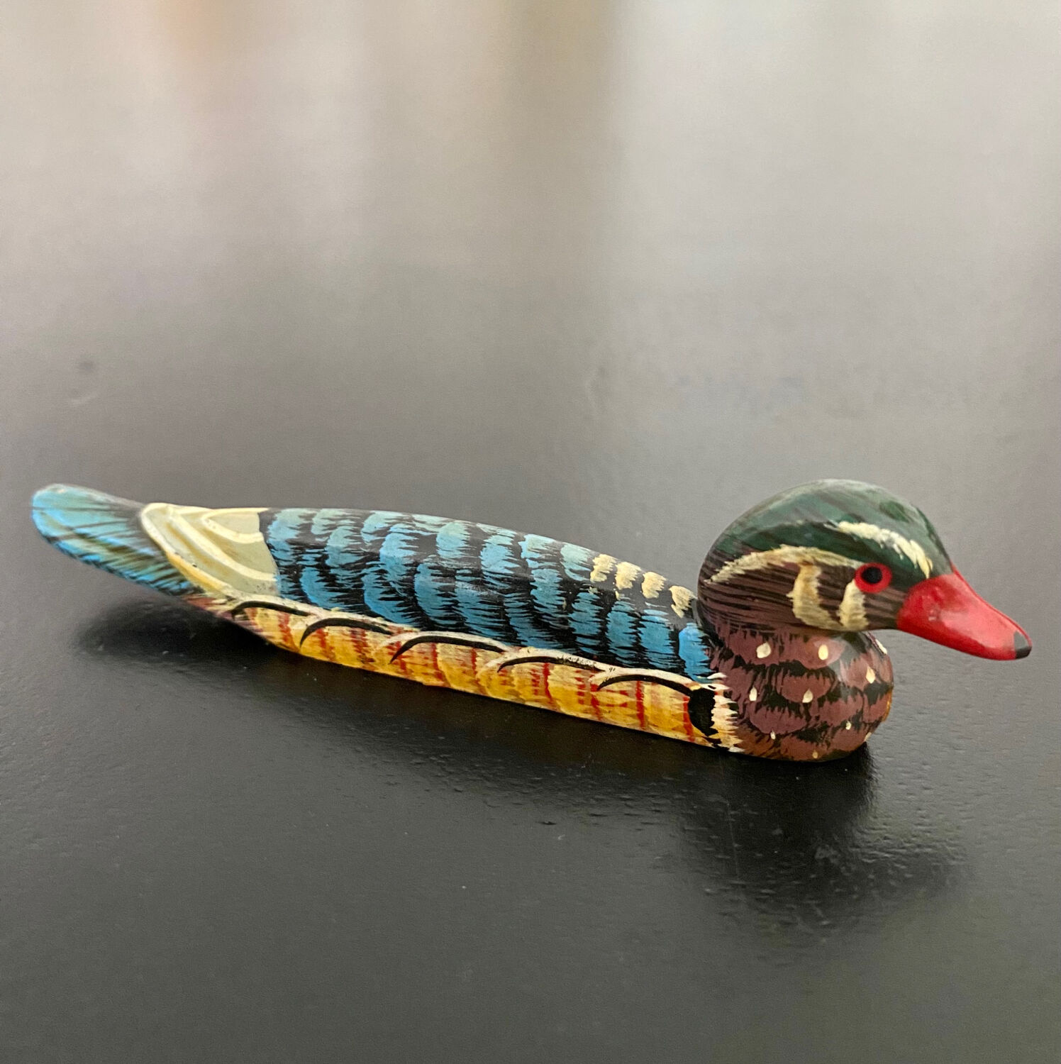 6 porte-couteaux forme canard bois laqué