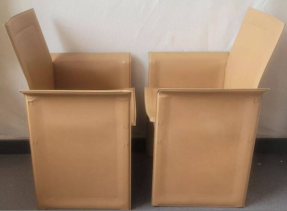 Pair of chairs with Italian design leather armrests
