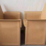 Pair of chairs with Italian design leather armrests