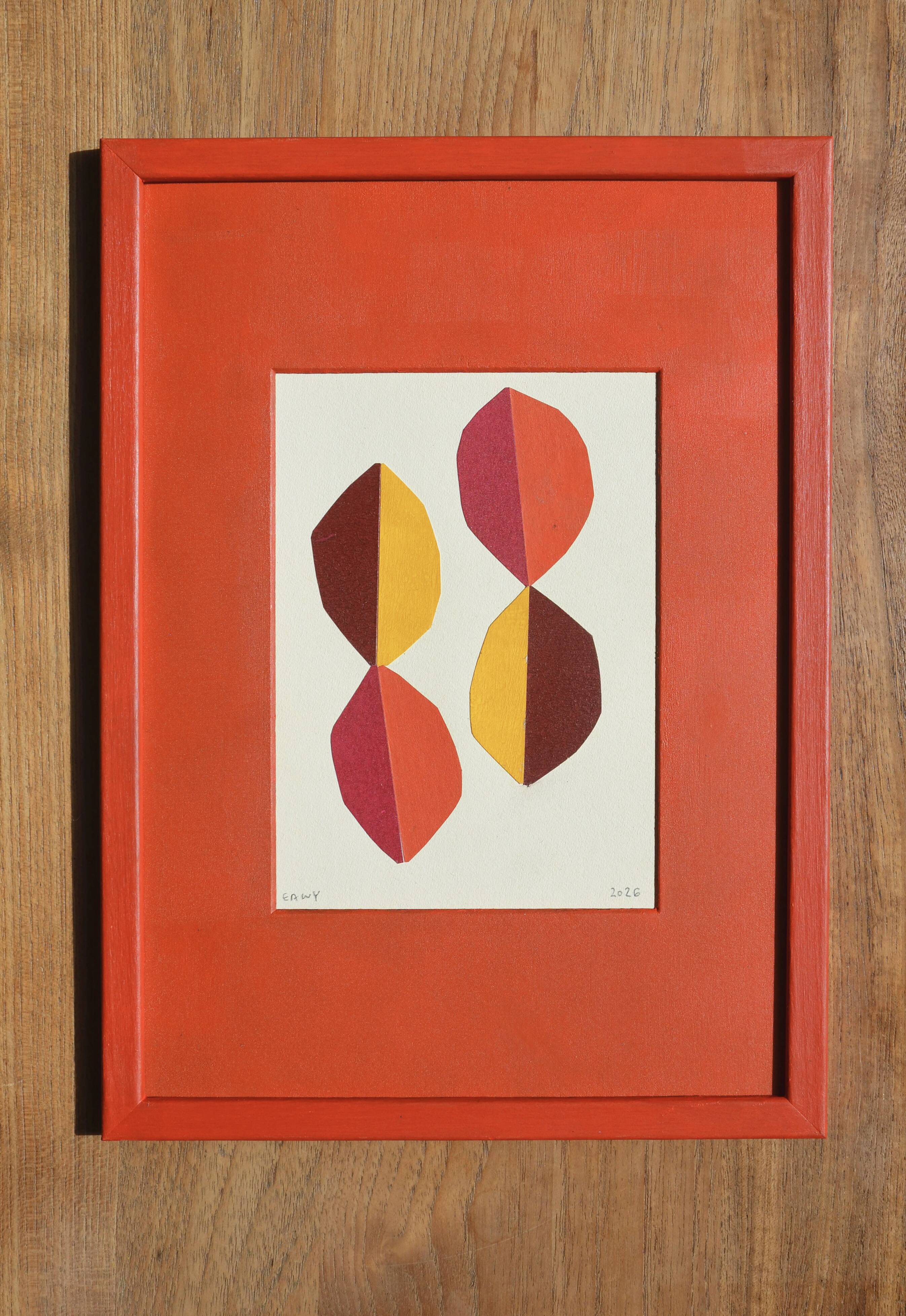 Framed abstract collage on paper signed eawy.