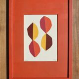 Framed abstract collage on paper signed eawy.