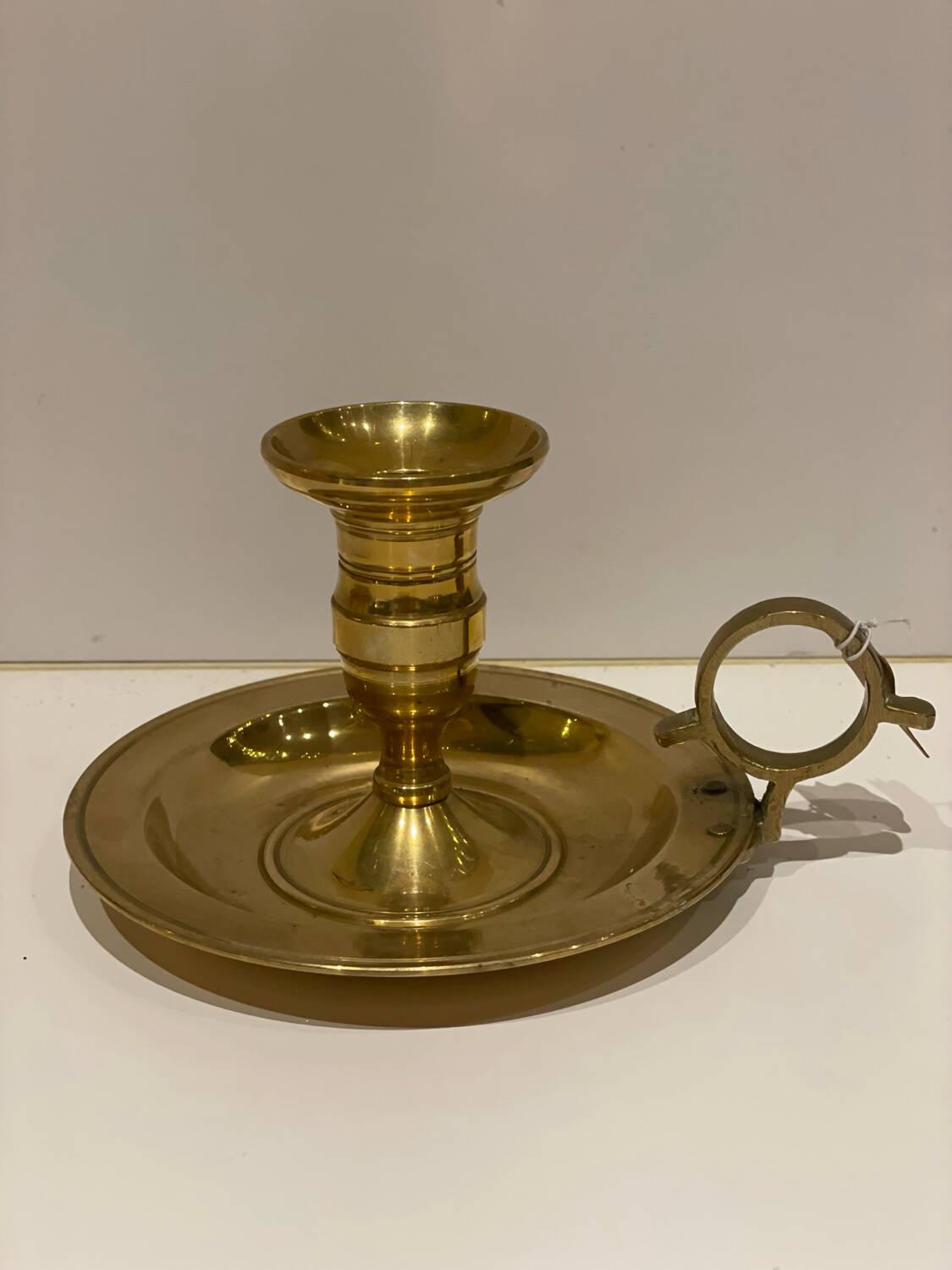 Large vintage brass cellar rat hand candlestick