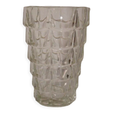 Vase en verre motif géométrique cranté