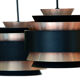 Pair of layered pendant lights in brushed aluminum. Denmark 1960s