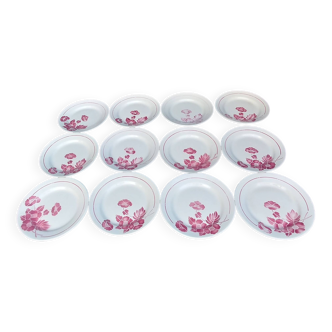 Lot of twelve flat plates in half-porcelain Saint Amand model edmont