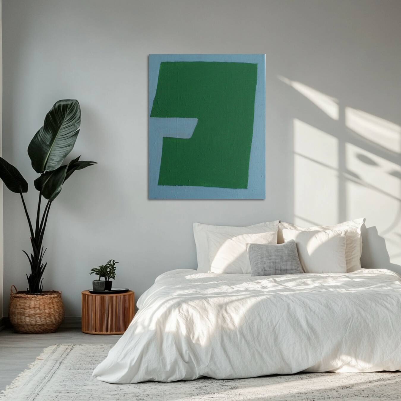 Minimalist abstract "silent contrast" blue green by Bodasca