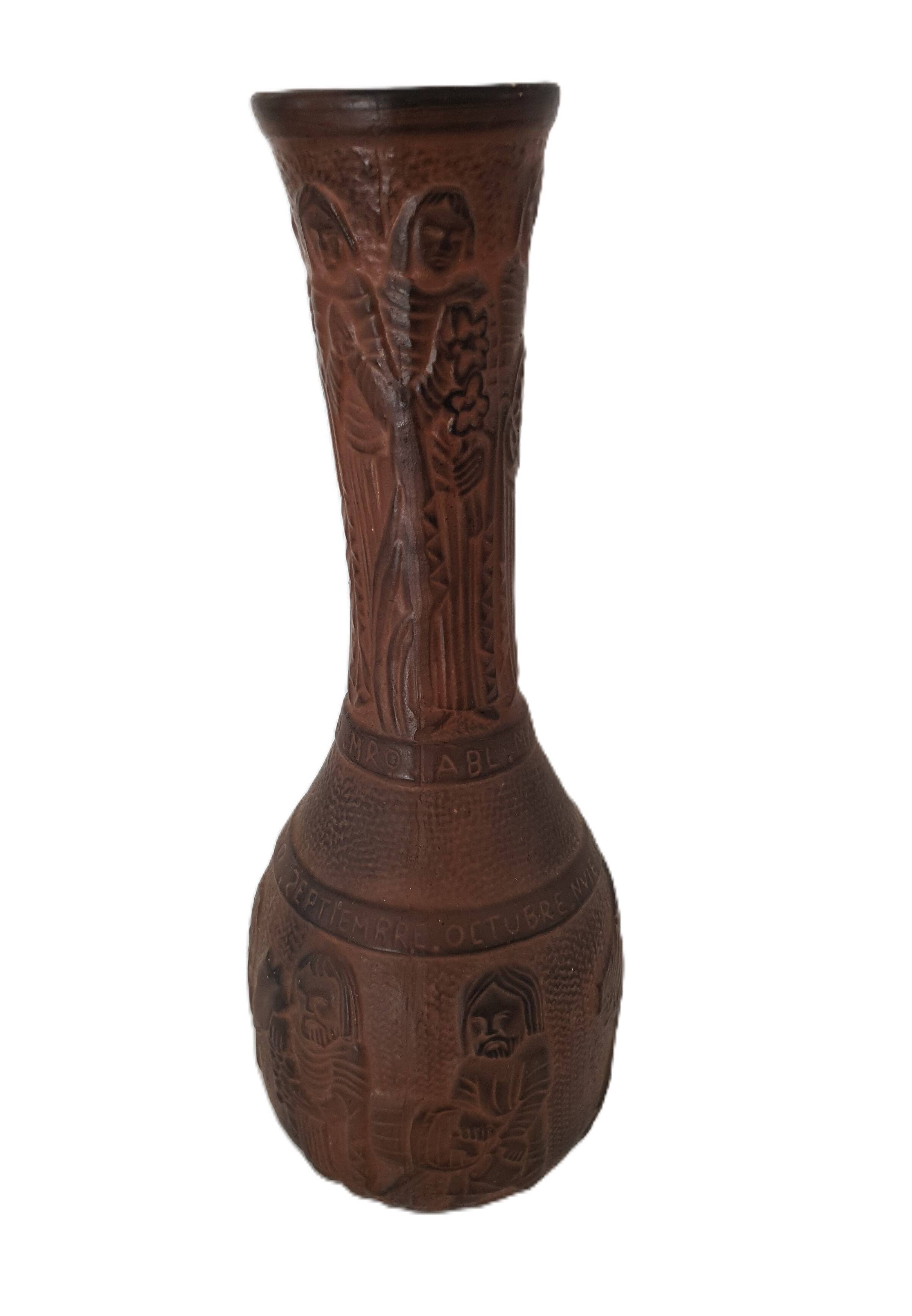 Large Medieval Style Terracotta Ceramic Vase - Height 53cm