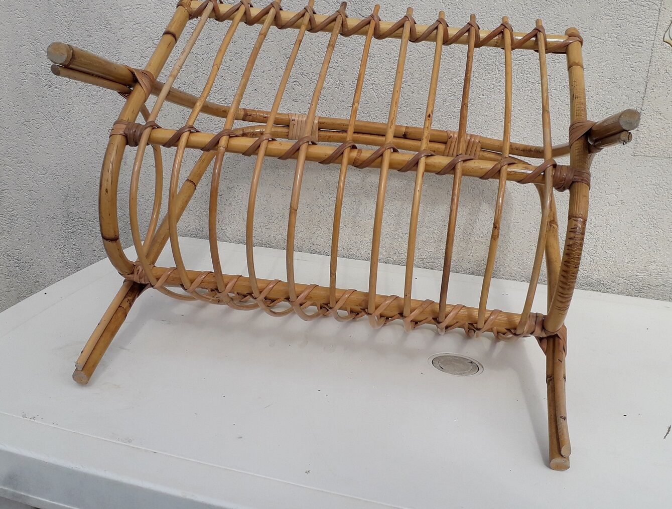 Rattan magazine holder