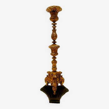 Pique cierge en bois sculpté et doré xix siècle