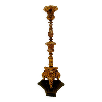 Candle stick in carved and gilded wood 19th century