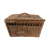 Ancien panier en osier coffre rangement