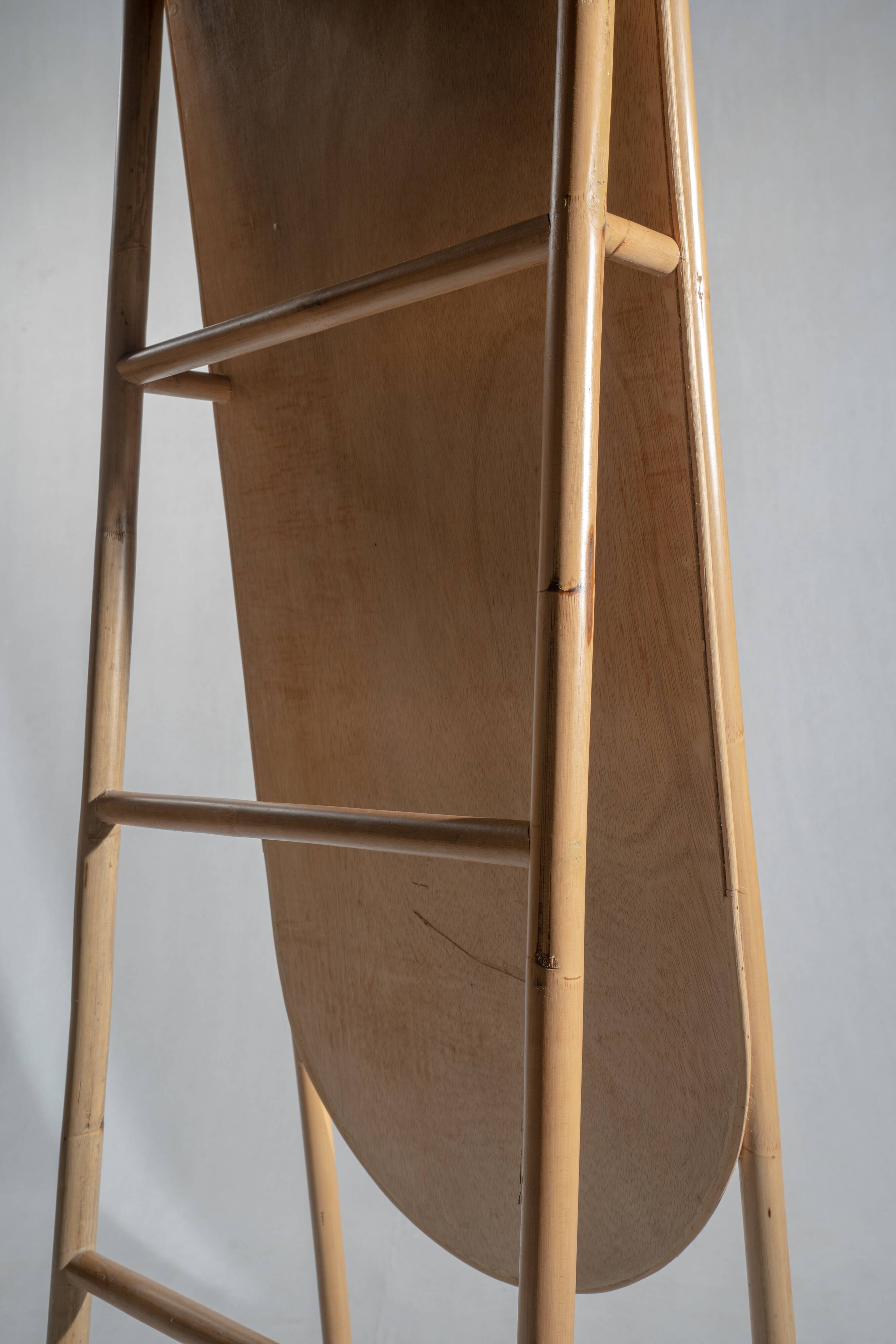 Floor mirror in bamboo and rattan H:1m80