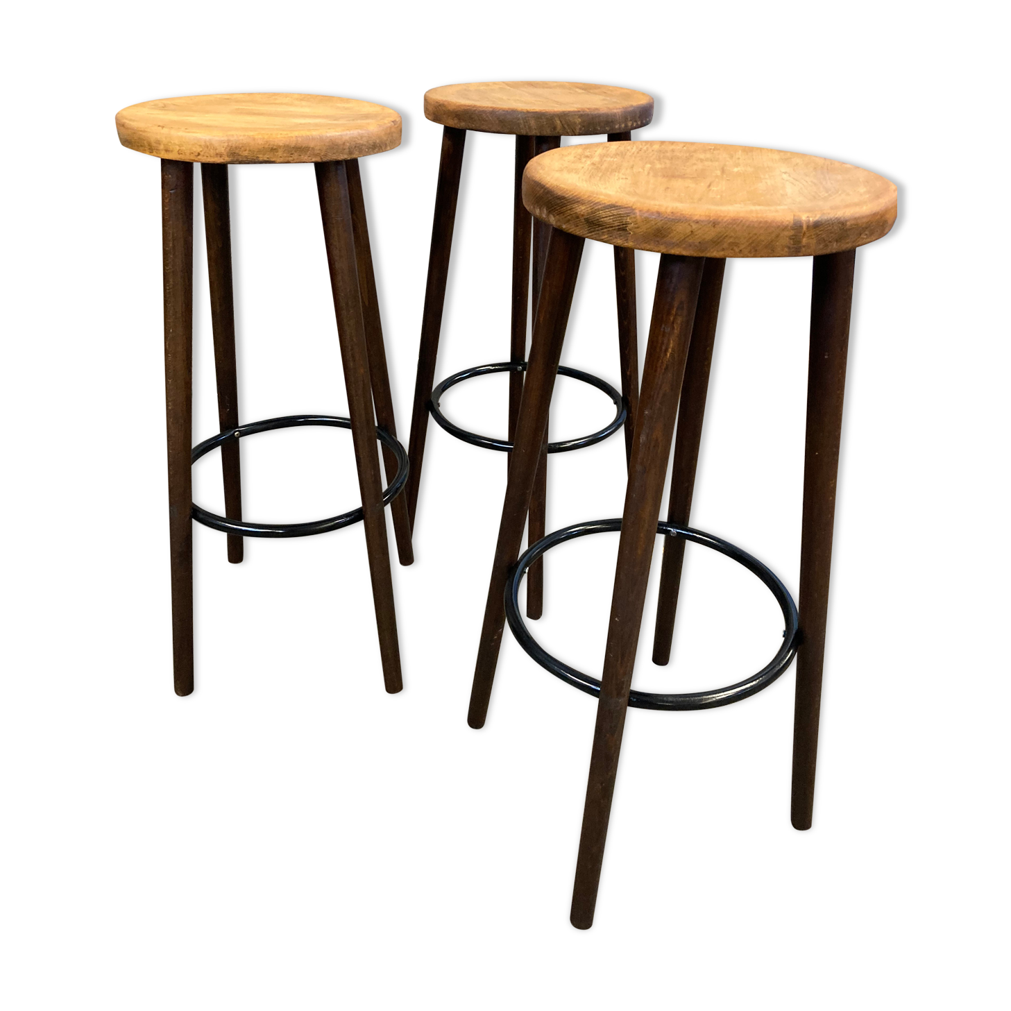 Lot of 3 old bar stools