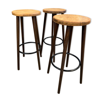 Lot of 3 old bar stools