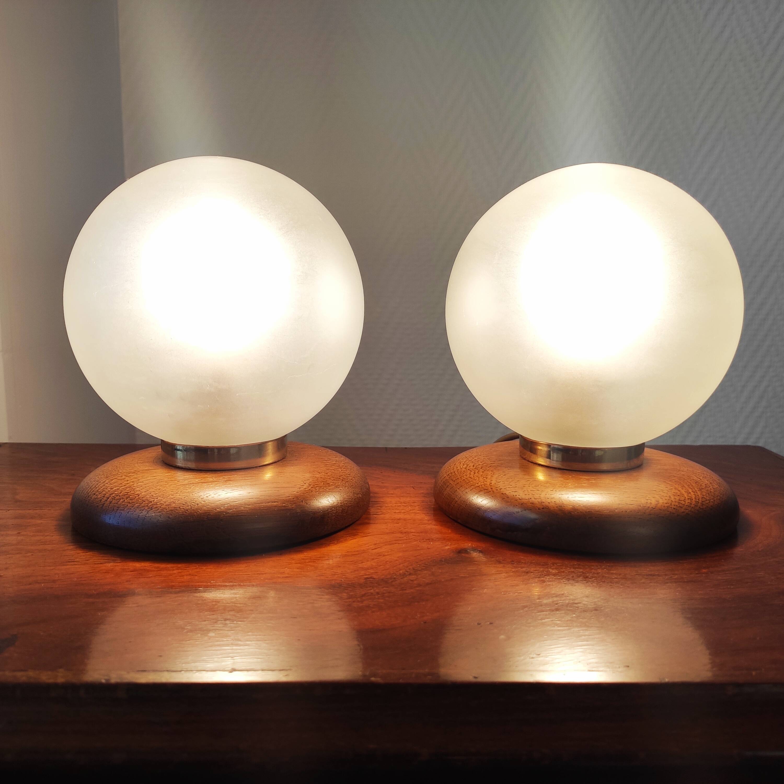 Pair of vintage ball lamps