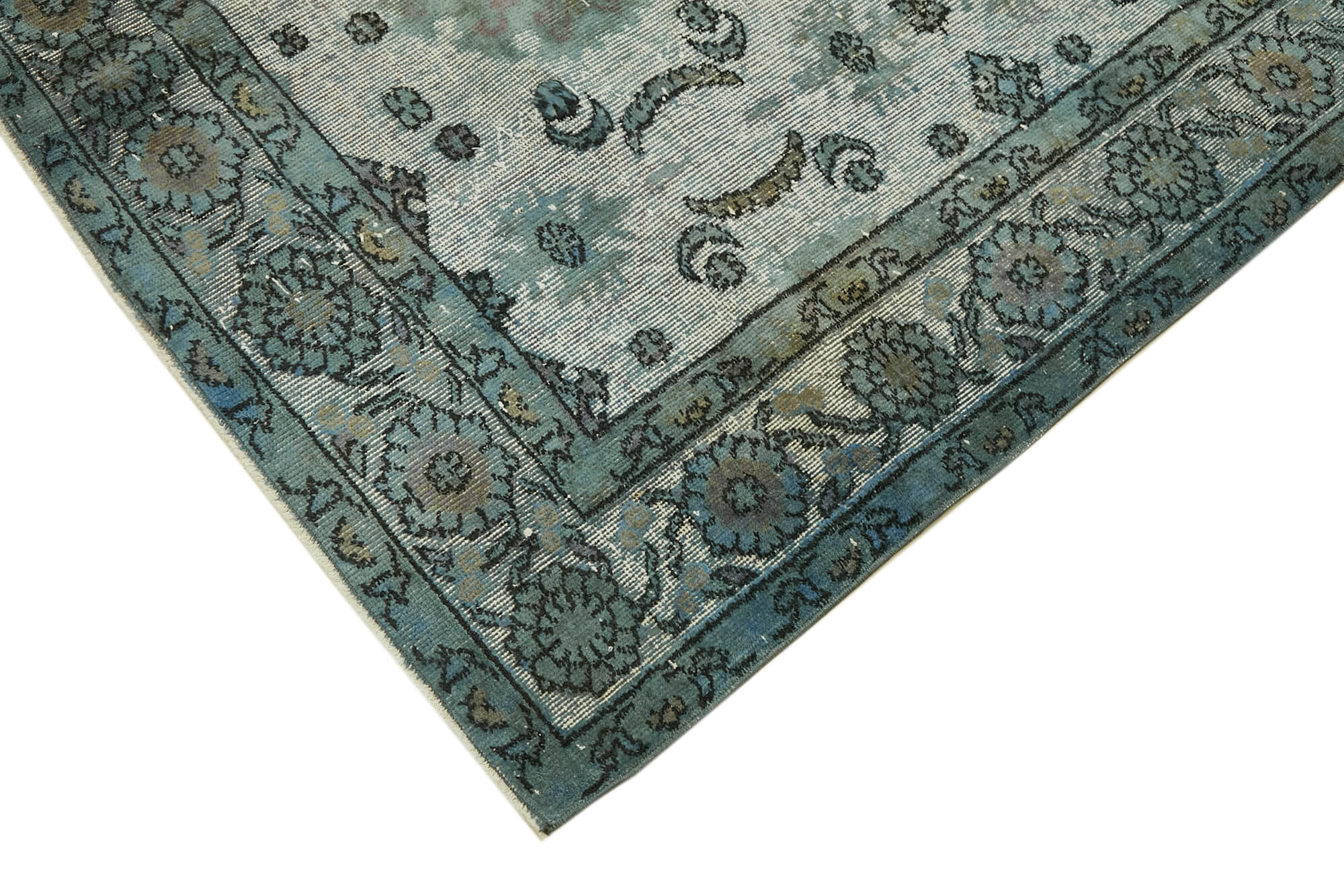 Handmade Hi-Low Pile Oriental 1980s 175 cm x 286 cm Blue Rug