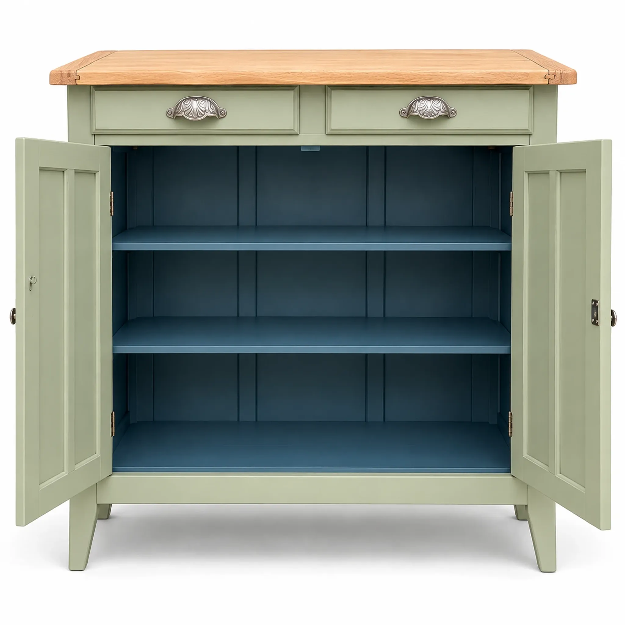 Renovated khaki Art Deco Parisian buffet in beech.