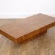 Table basse vintage en loupe d'orme 1970